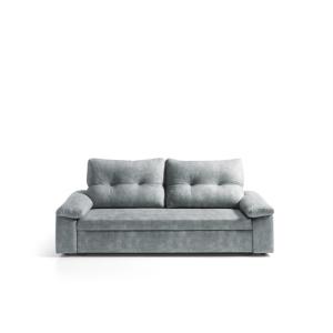 Sofá cama MIXX com almofadas no encosto cor cinza - Confora…